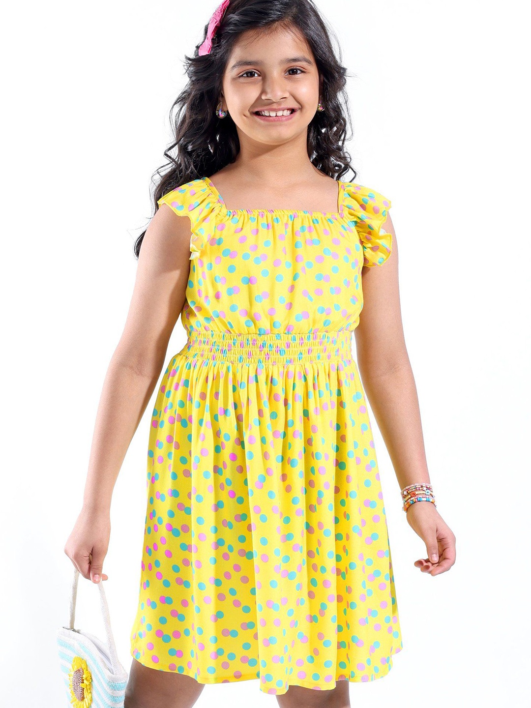

Hola Bonita Girls Polka Dot Fit & Flare Dress, Yellow