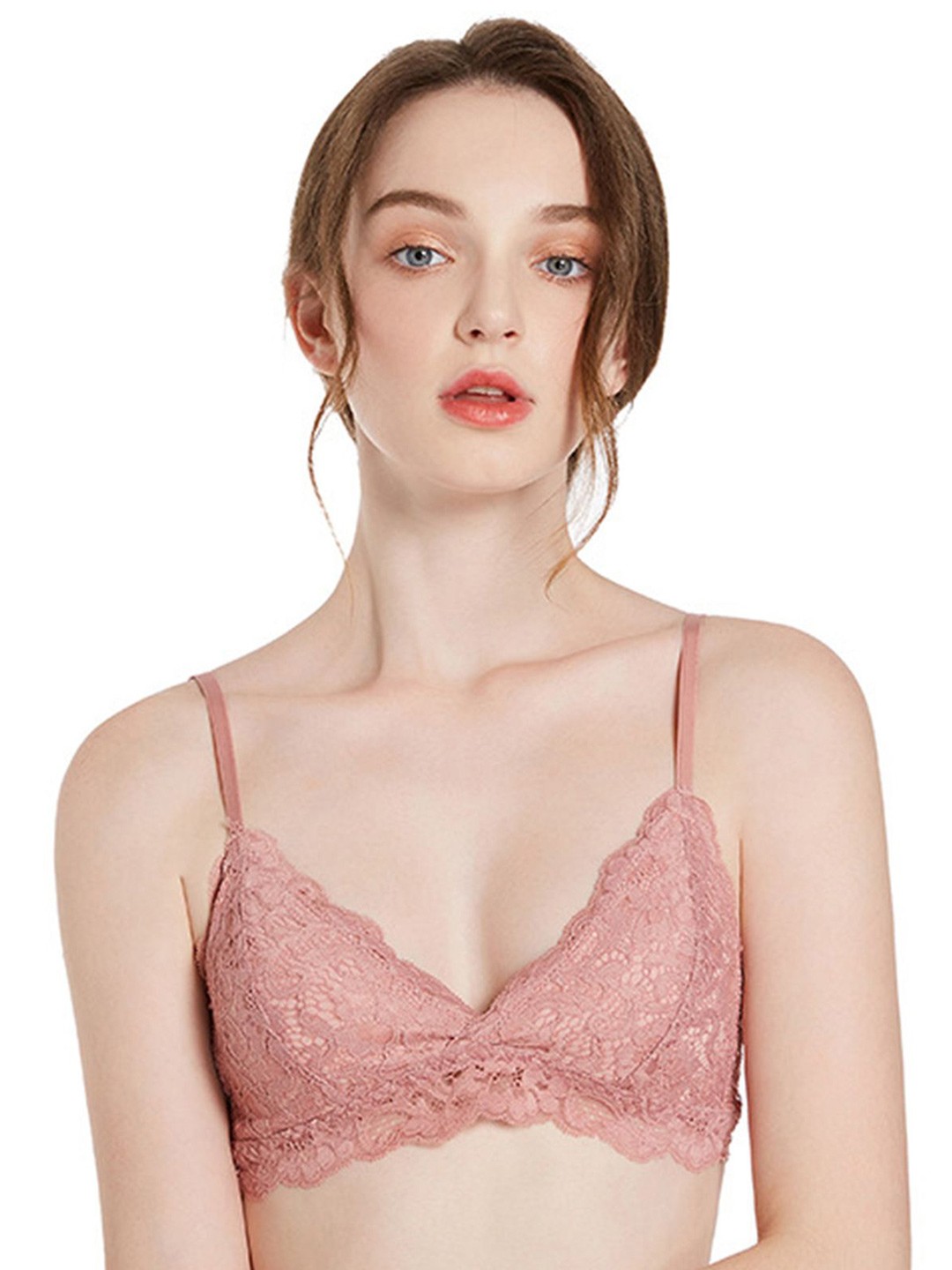 

LULU & SKY Medium Coverage Lightly Padded Floral Bra, Coffee brown