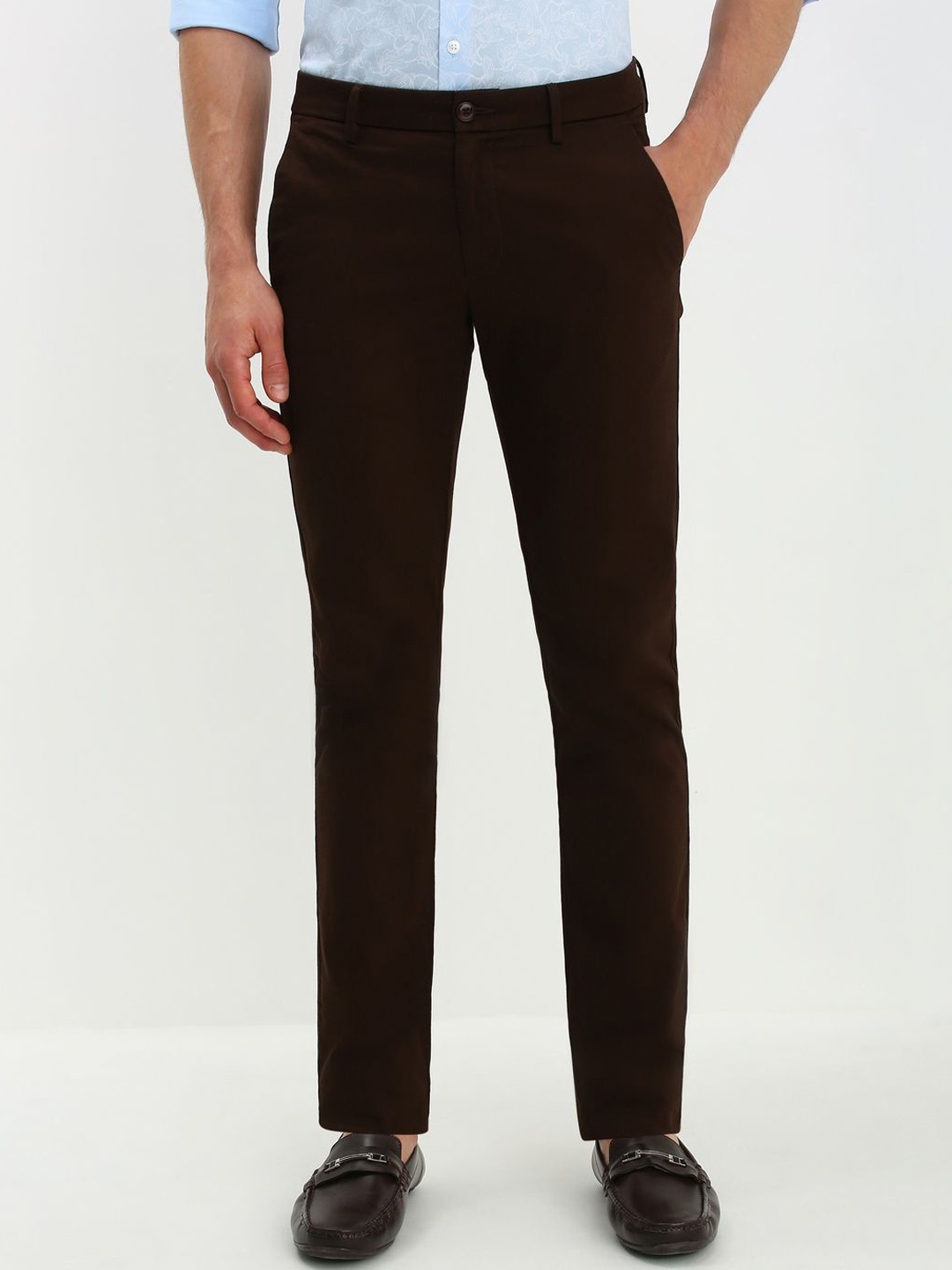 

Allen Solly Men Slim Fit Formal Trousers, Brown