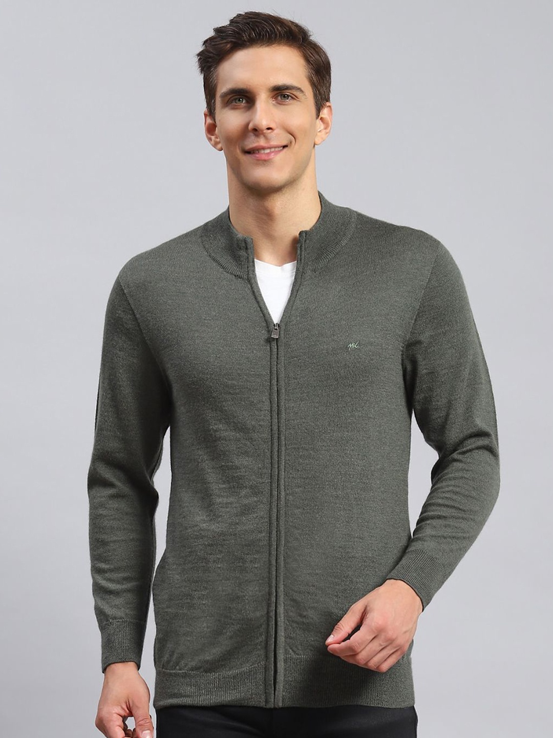 

Monte Carlo Men Woollen Cardigan, Olive