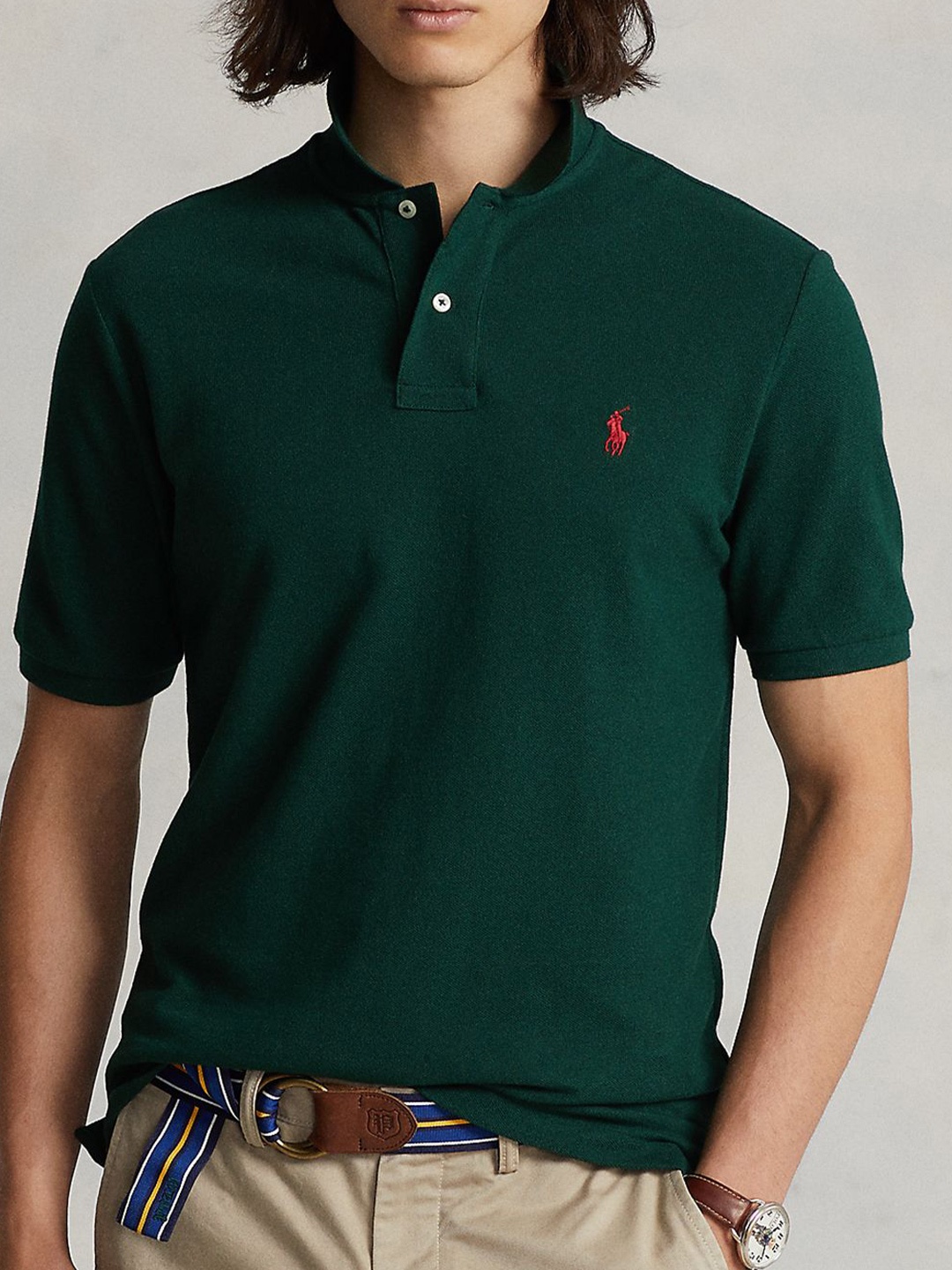 

Polo Ralph Lauren Men Solid Polo Collar T-Shirt, Green