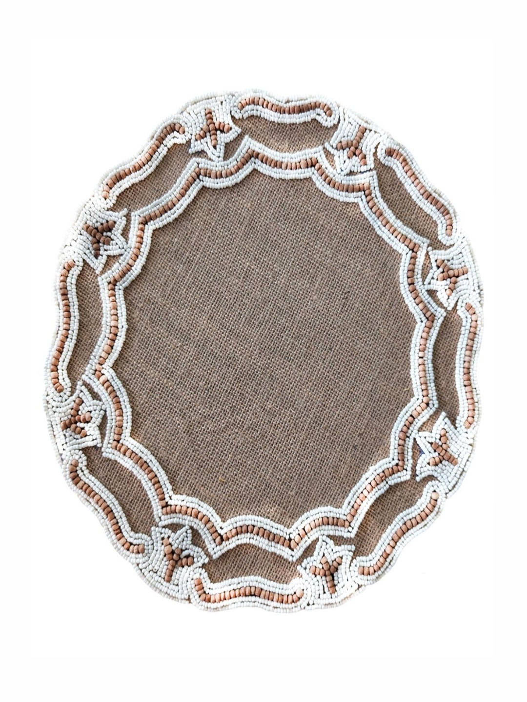 

Good Vibes Brown & White Jute Table Placemats Embellished With Beads