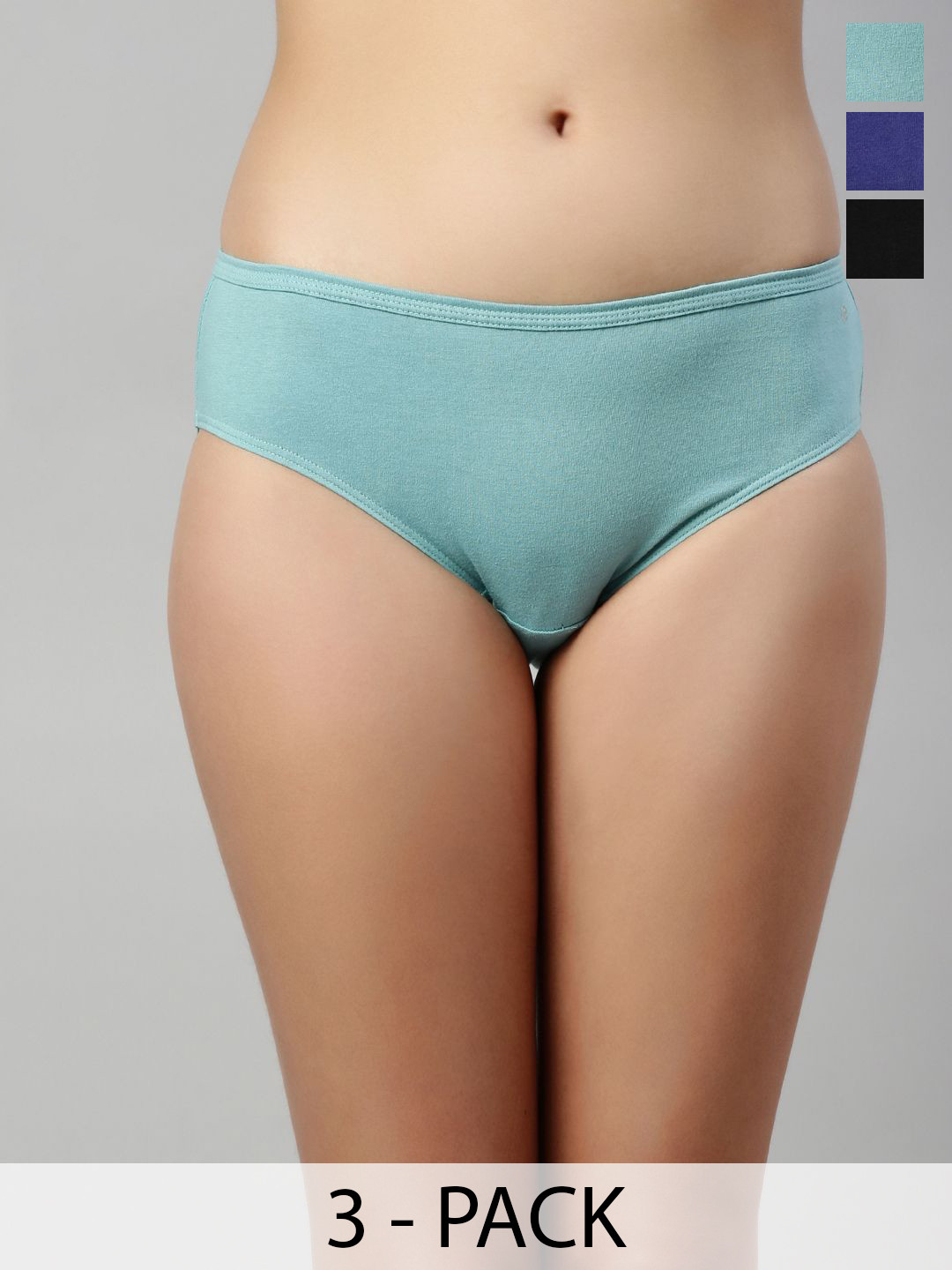 

Enamor Pack Of 3 Cotton Classic Antimicrobial And Stain Release Finish Hipster Panty Ch03, Blue