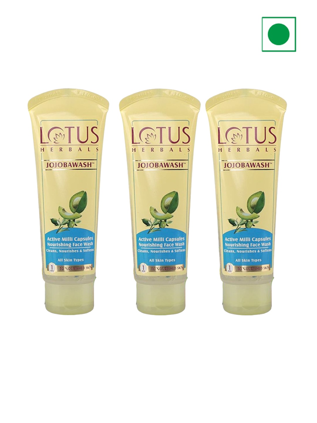 

Lotus Herbals Jojobawash Set Of 3 Active Milli Capsules Nourishing Face Wash-120ml Each, White