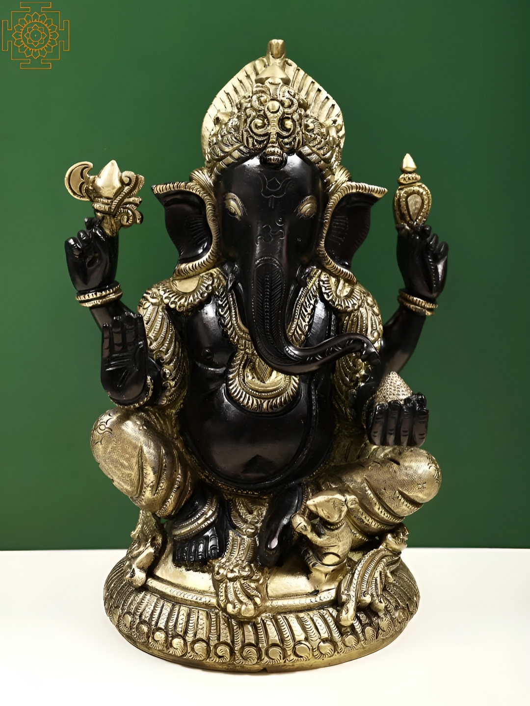 

Exotic India Black & Gold Toned Lord Ganesha Religious Idol Showpiece