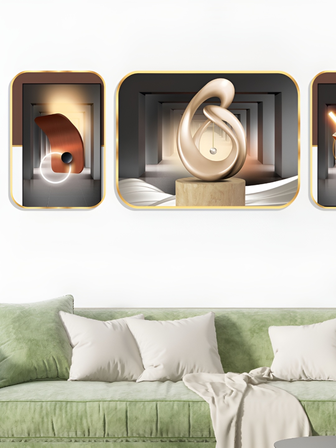 

SAF Black & Beige 3 Pieces Wooden Abstract Wall Art