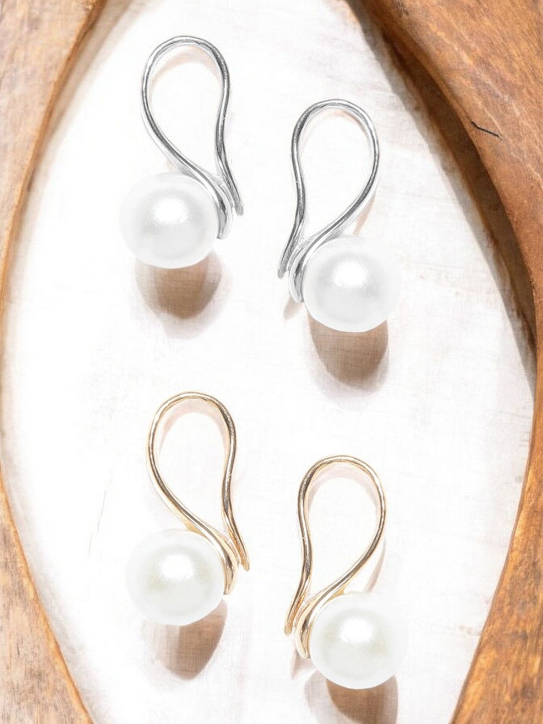 

fabula Contemporary Half Hoop Earrings, White