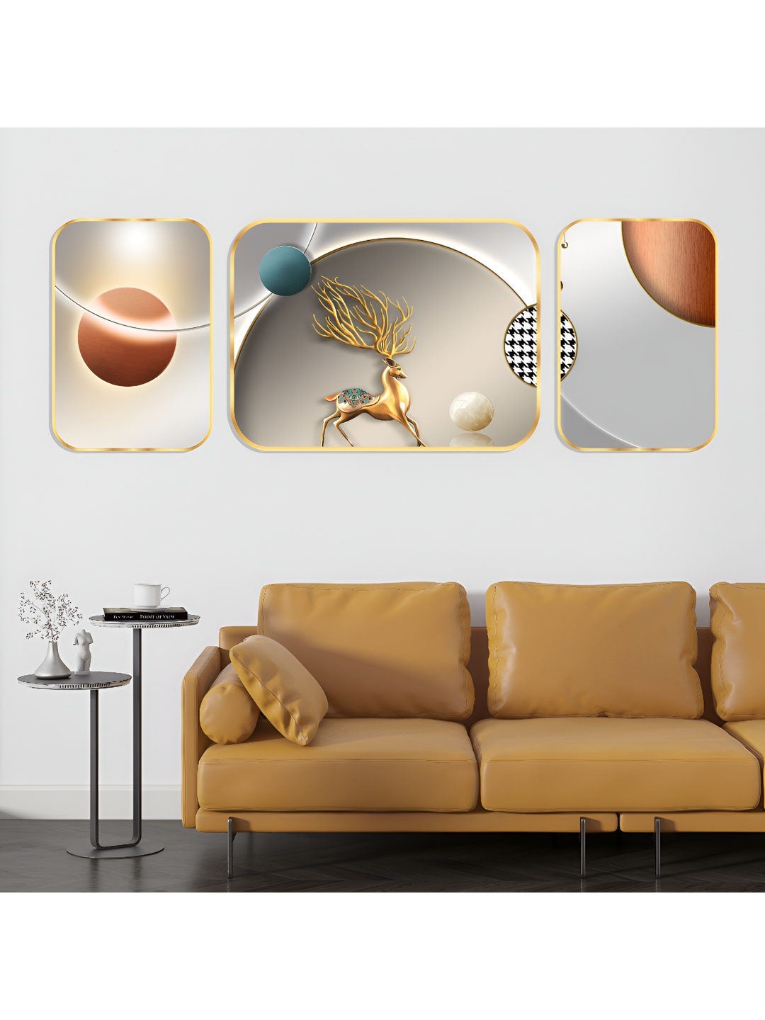 

Aura Grey & Beige 3 Piece Wood Abstract Wall Paintings
