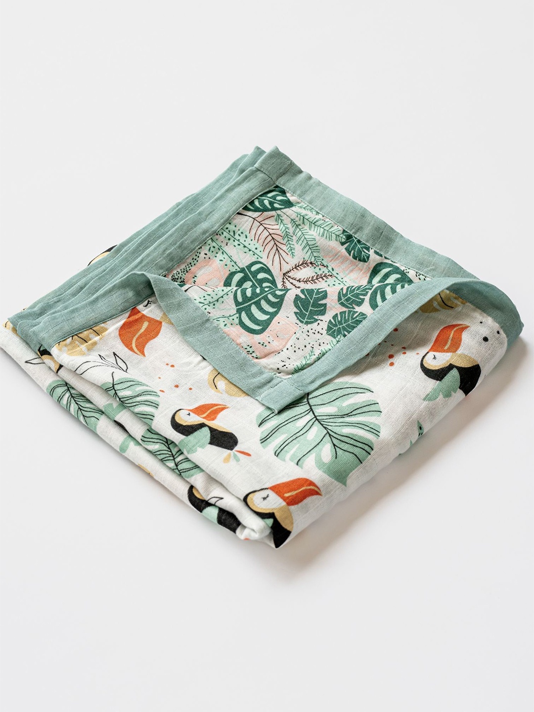 

cocoon care Green & White Cartoon Characters AC Room 350 GSM Single Bed Blanket