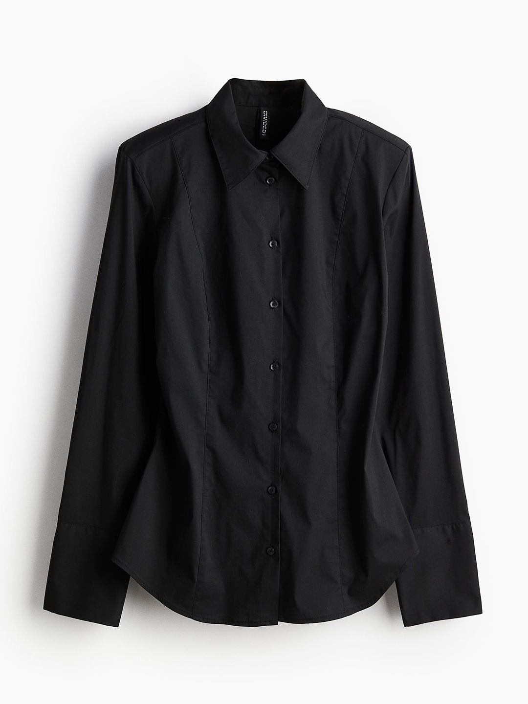 

H&M Shoulder-Pad Tapered-Waist Shirt, Black
