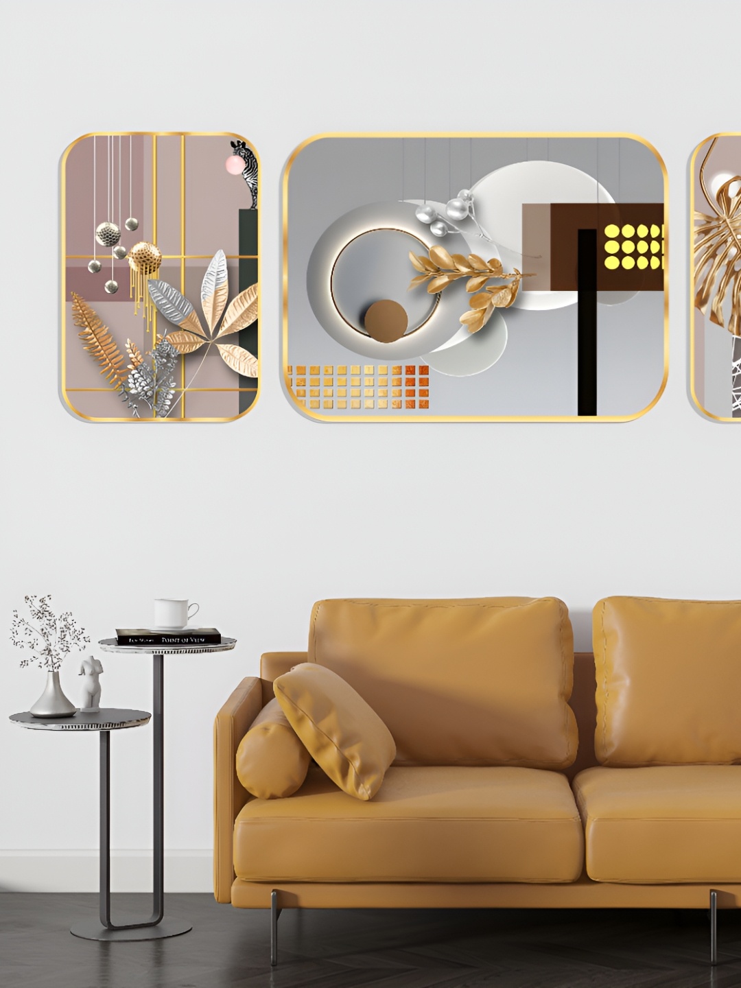 

Aura Grey & Beige 3 Pieces Wooden Abstract Wall Paintings