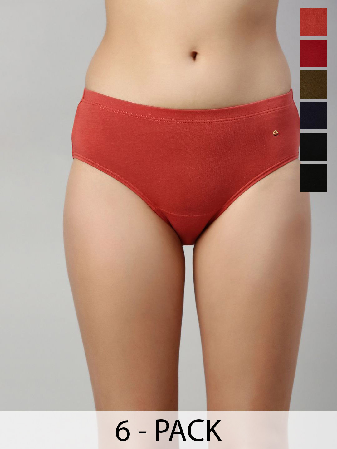 

Enamor Pack of 6 Stretch Cotton Antimicrobial And Stain Releas Finish Hipster Briefs CR17, Red