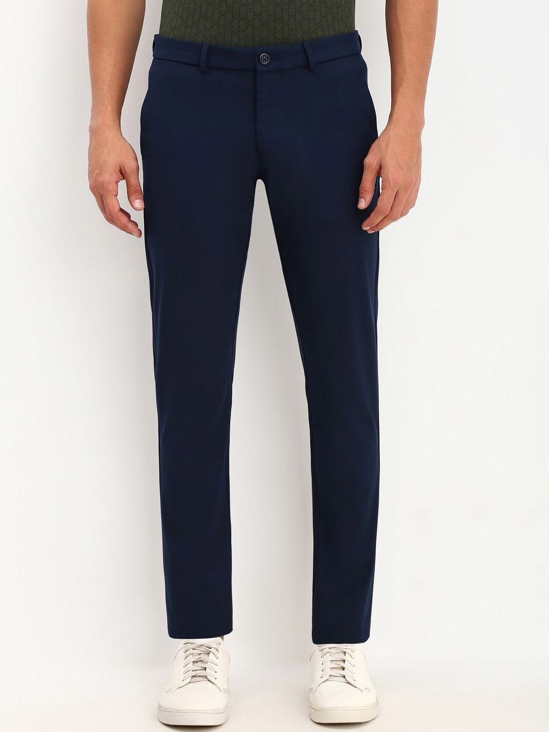 

Allen Solly Men Slim Fit Regular Trousers, Navy blue