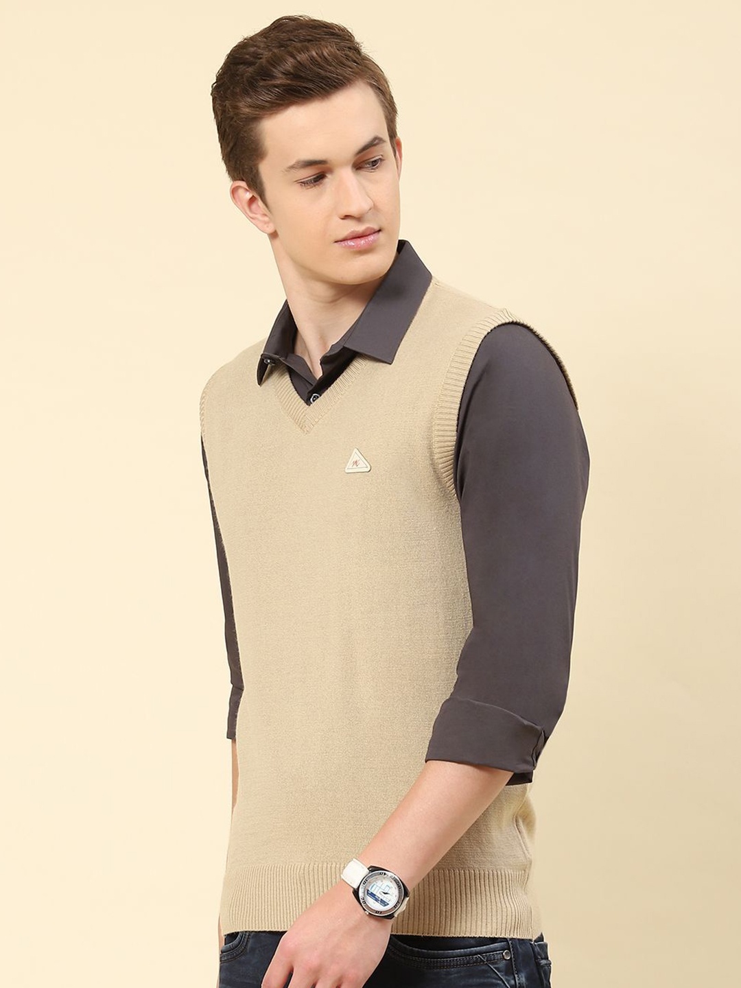 

Monte Carlo Men Woollen Sweater Vest, Camel brown