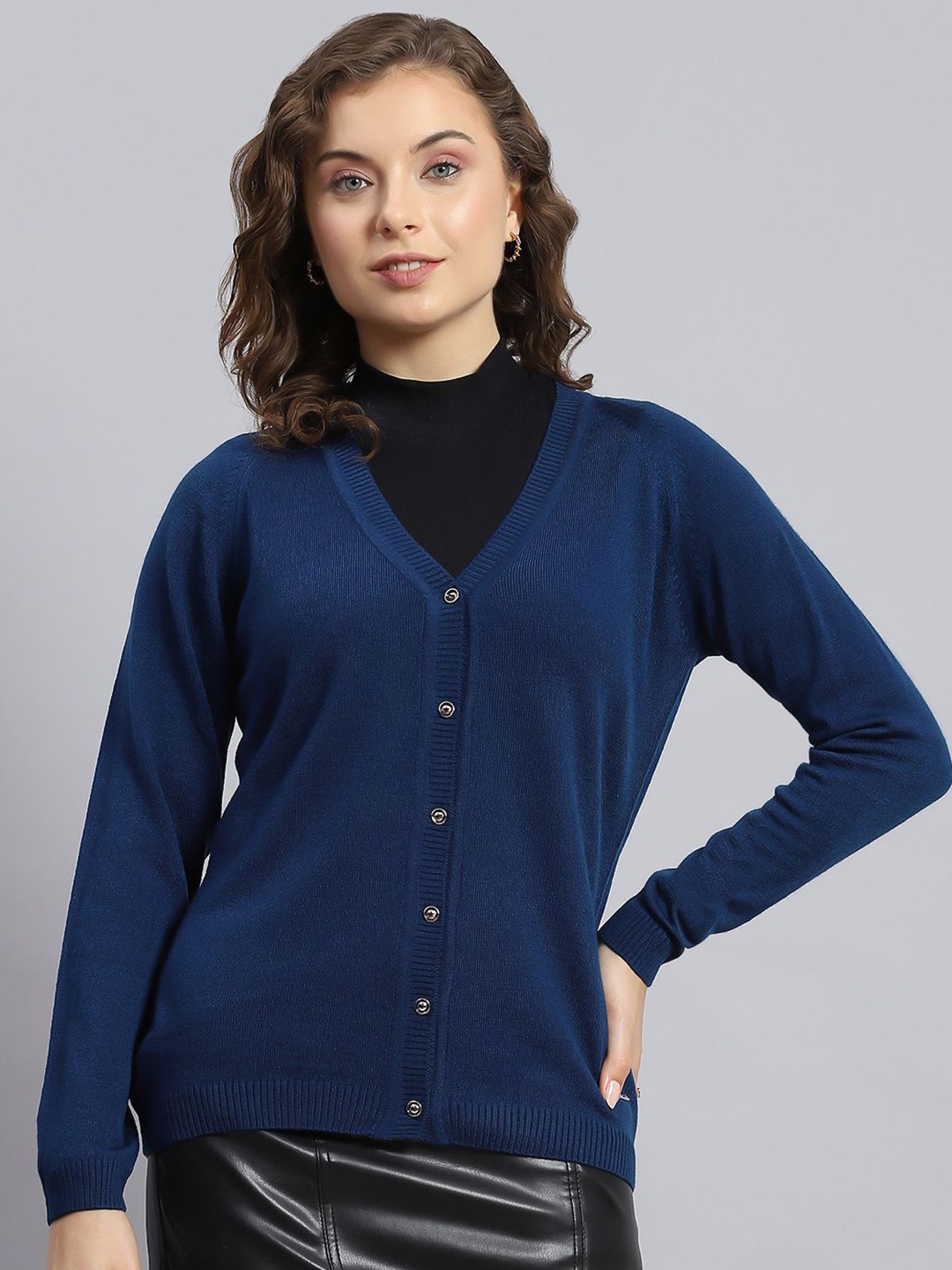 

Monte Carlo Women Woollen Cardigan, Blue
