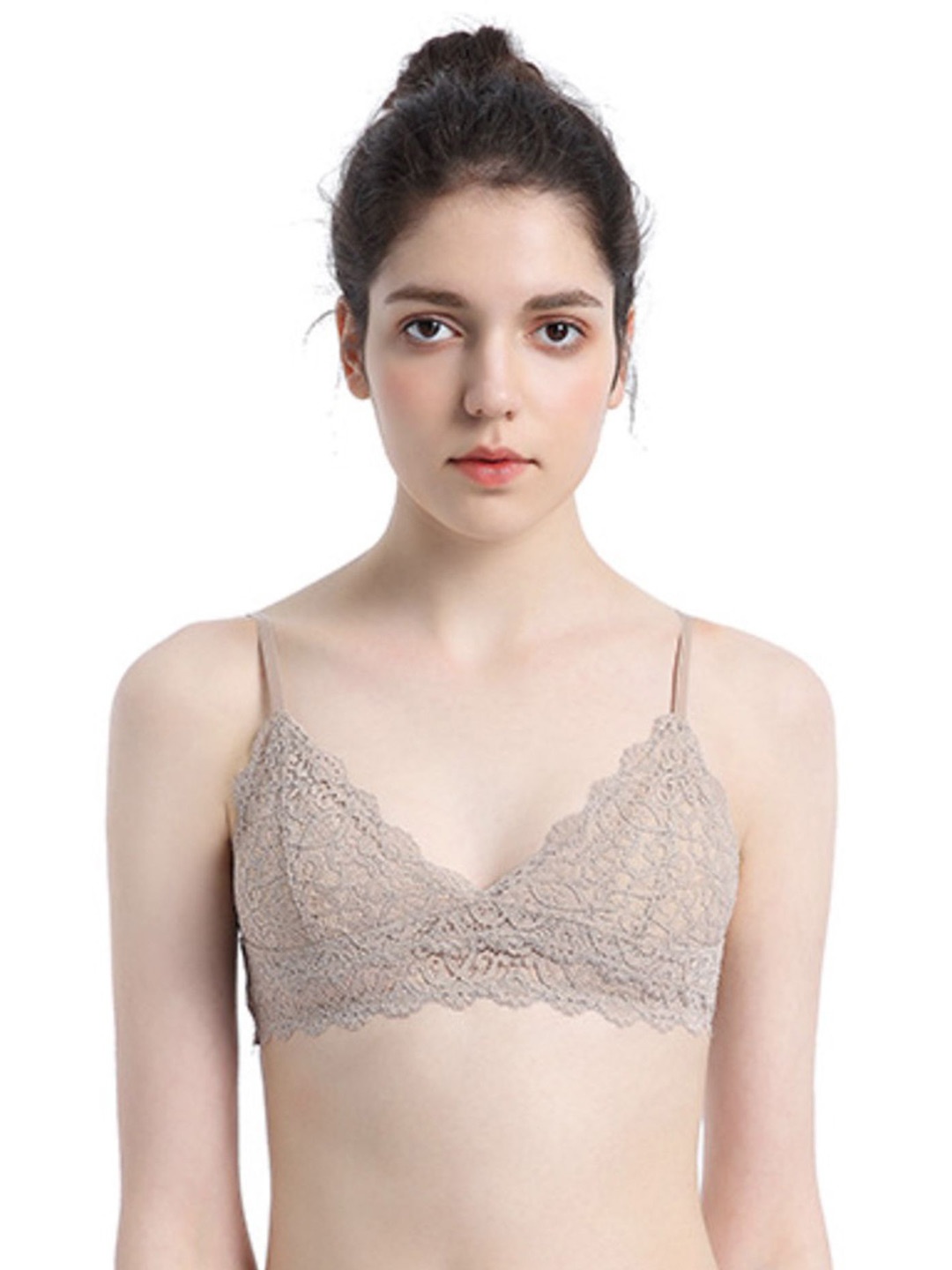 

LULU & SKY Floral Bra Medium Coverage Lightly Padded, Beige