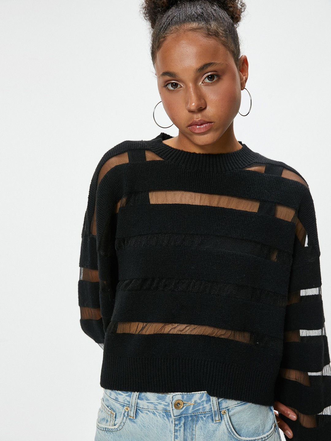 

Koton Women Ribbed Pullover, Black