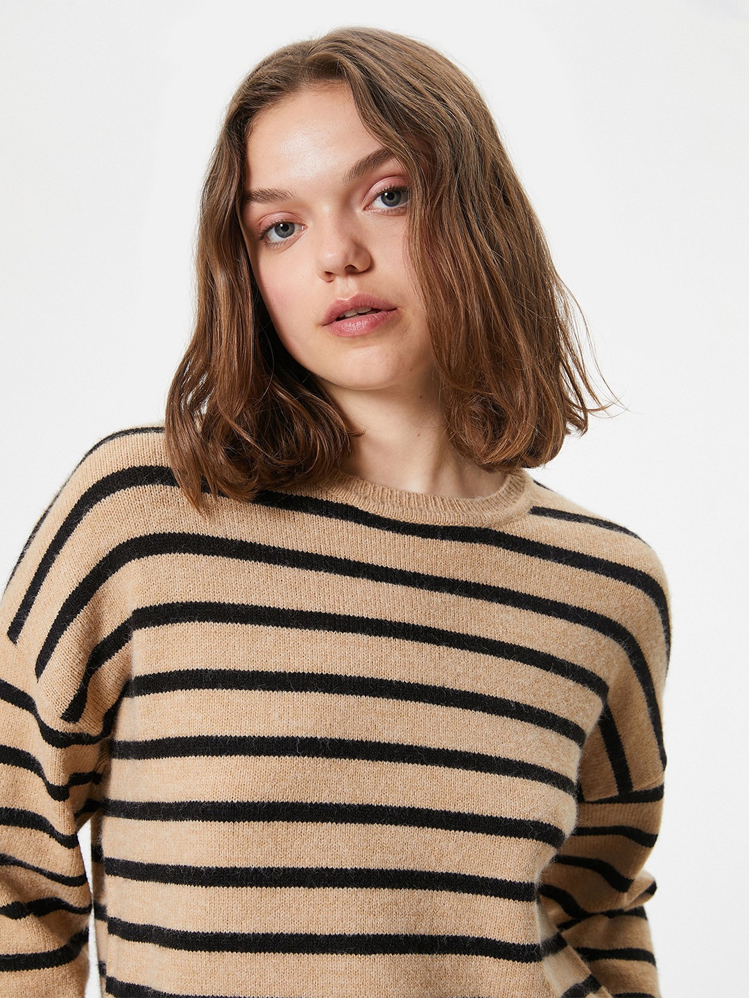 

Koton Women Striped Pullover, Beige