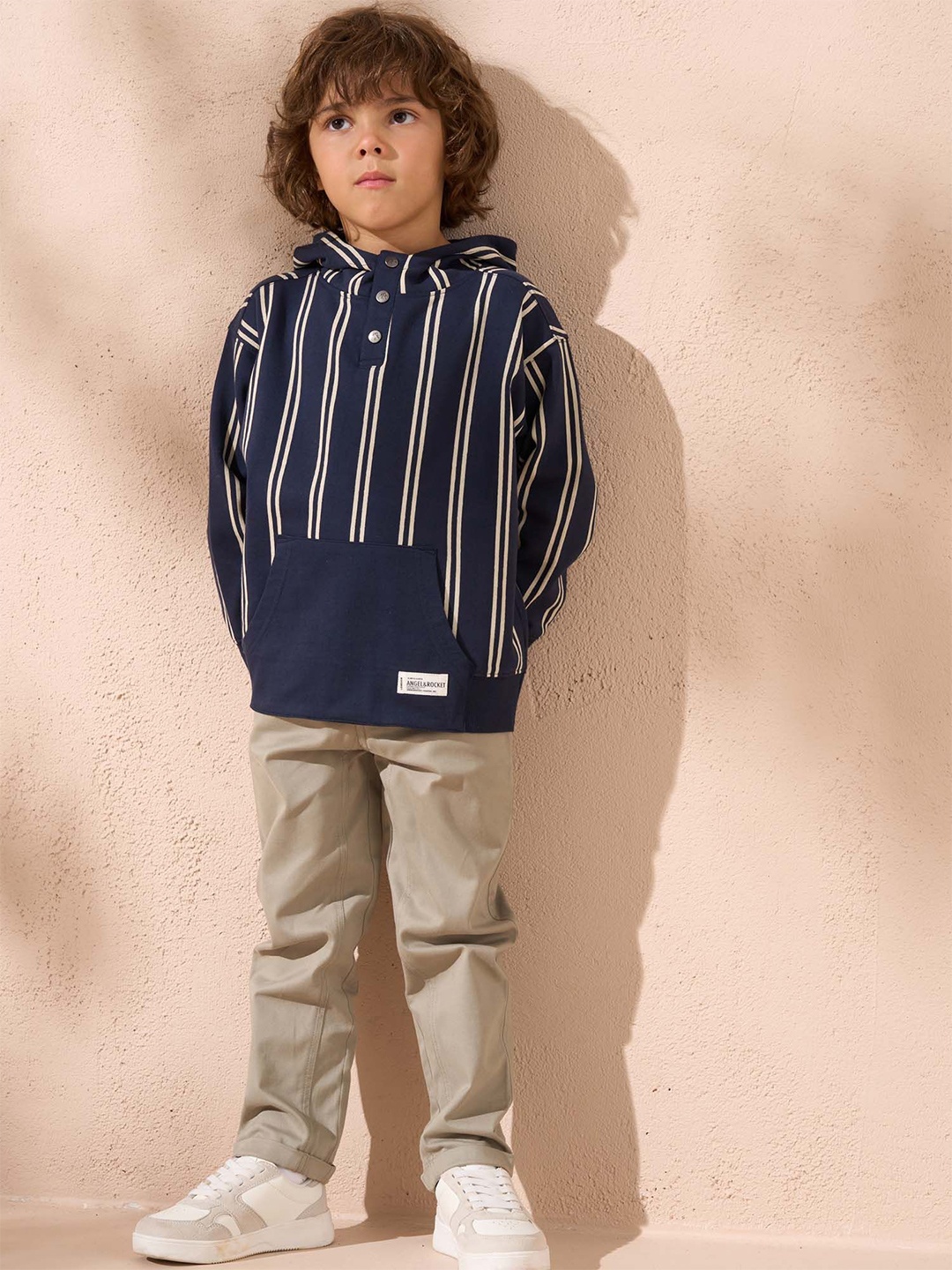 

Angel & Rocket Boys Striped Hooded Sweatshirt, Navy blue
