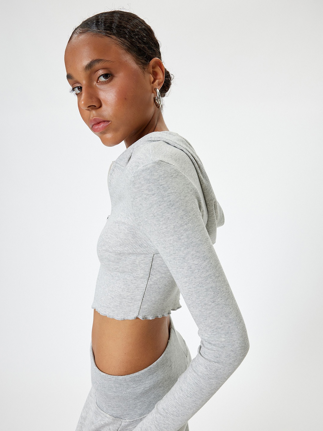 

Koton Hoodie Crop Top, Grey