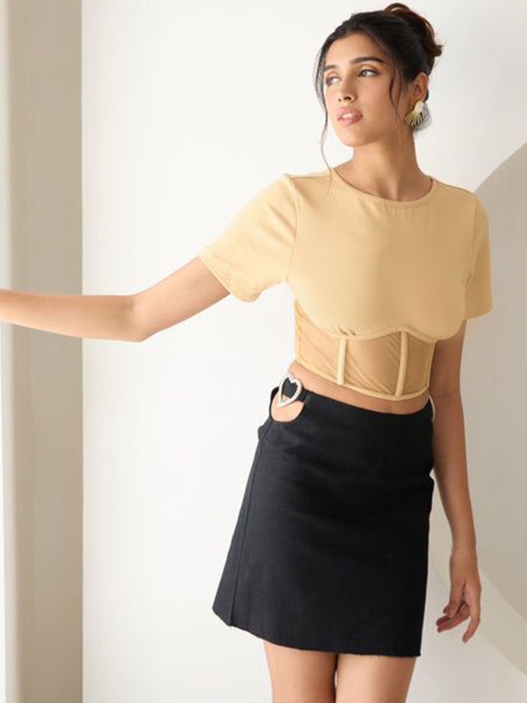 

Lea Clothing Co. Corset Crop Top, Beige