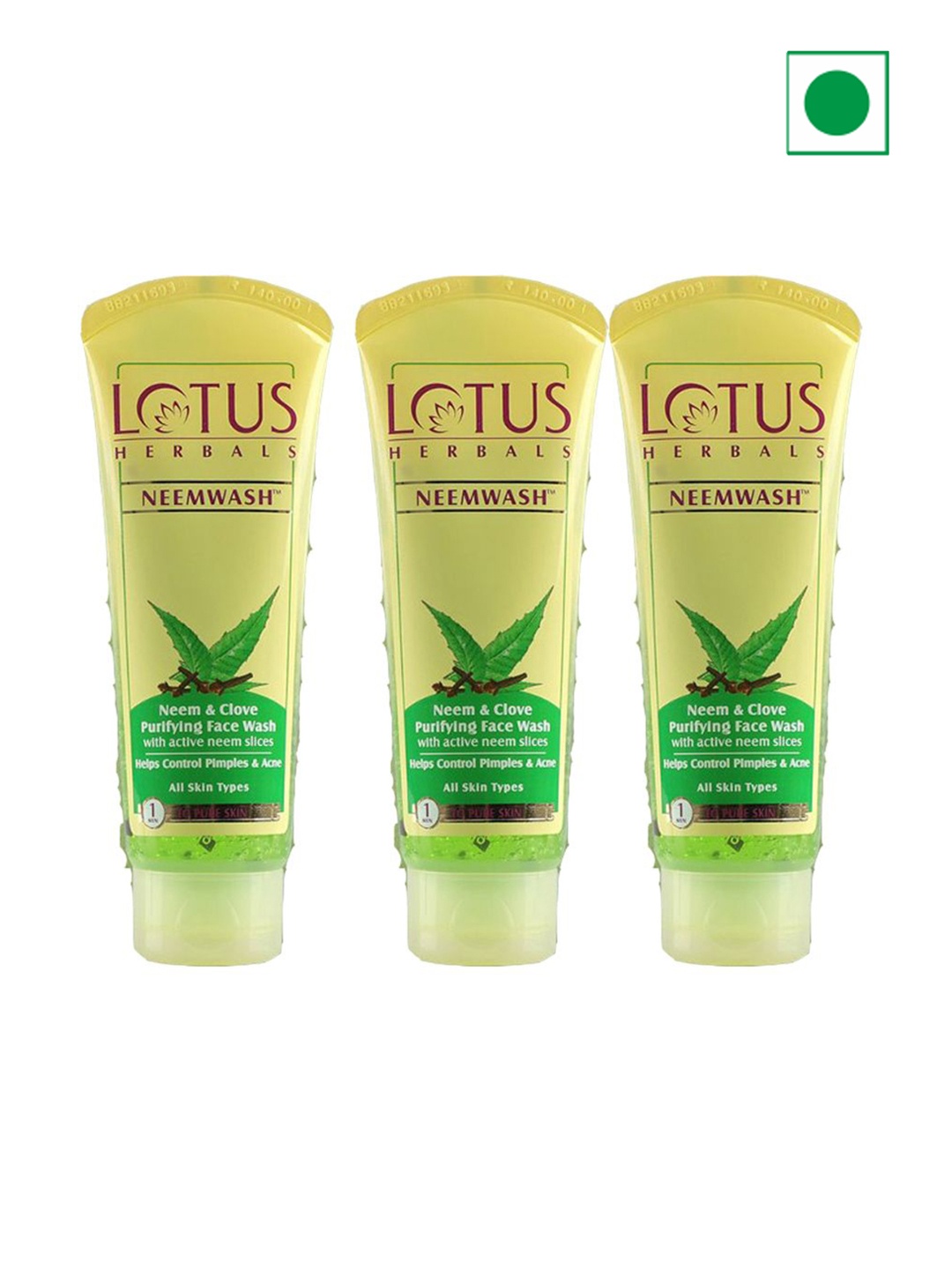 

Lotus Herbals Set Of 3 Neem & Clove Ultra Purifying Face Wash- 120ml Each, White