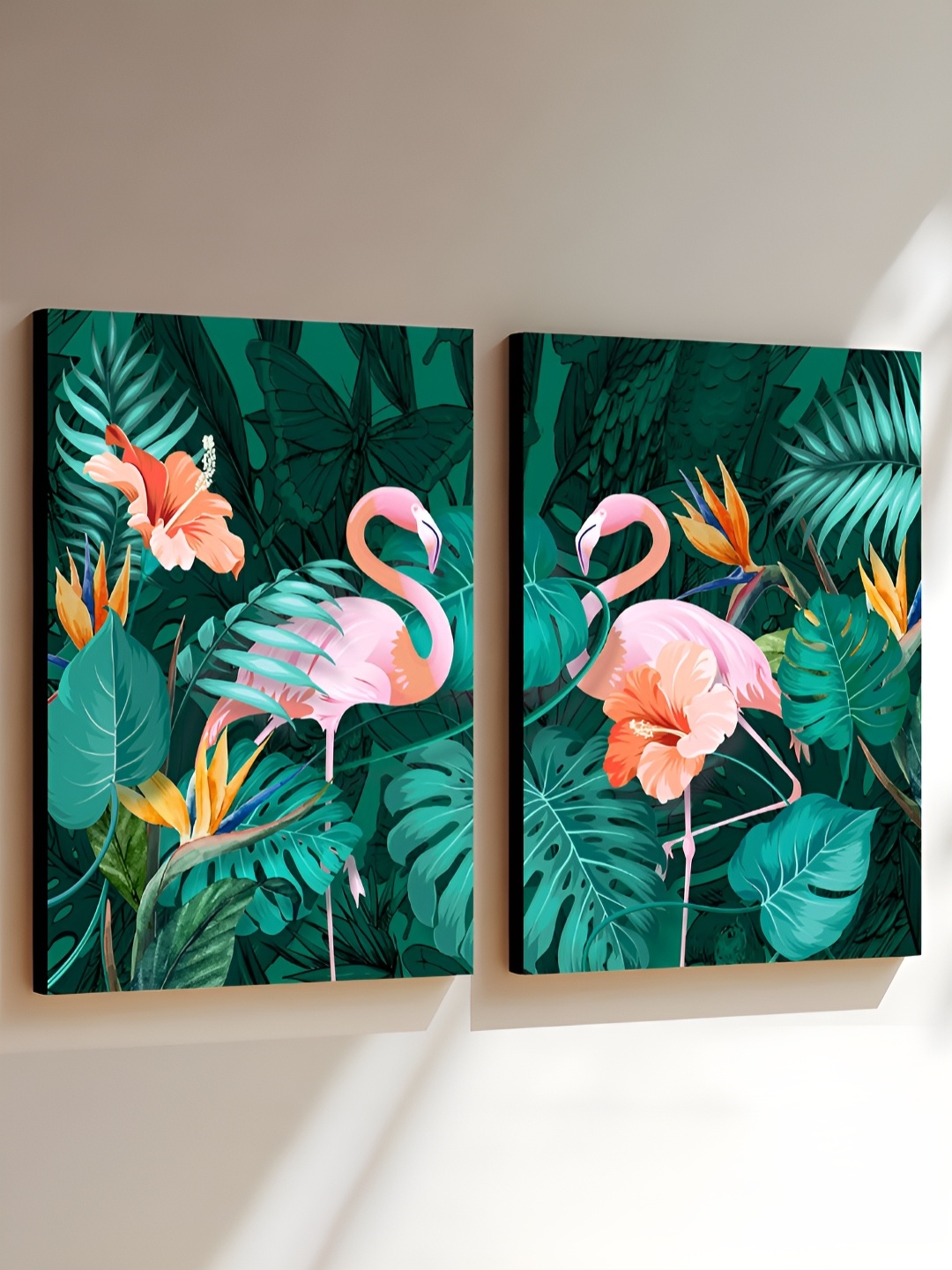 

Art Street Green & Pink 2 Pieces Birds and Animals Canvas Painting Wall Art