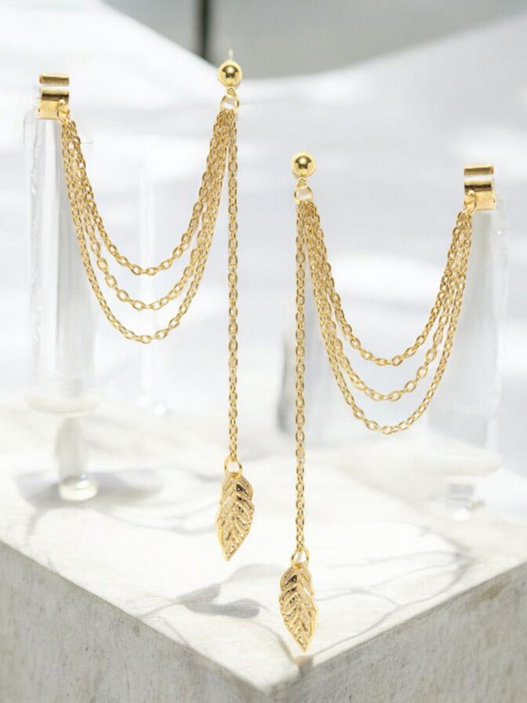 

fabula Leaf Shaped Drop Earrings, Gold