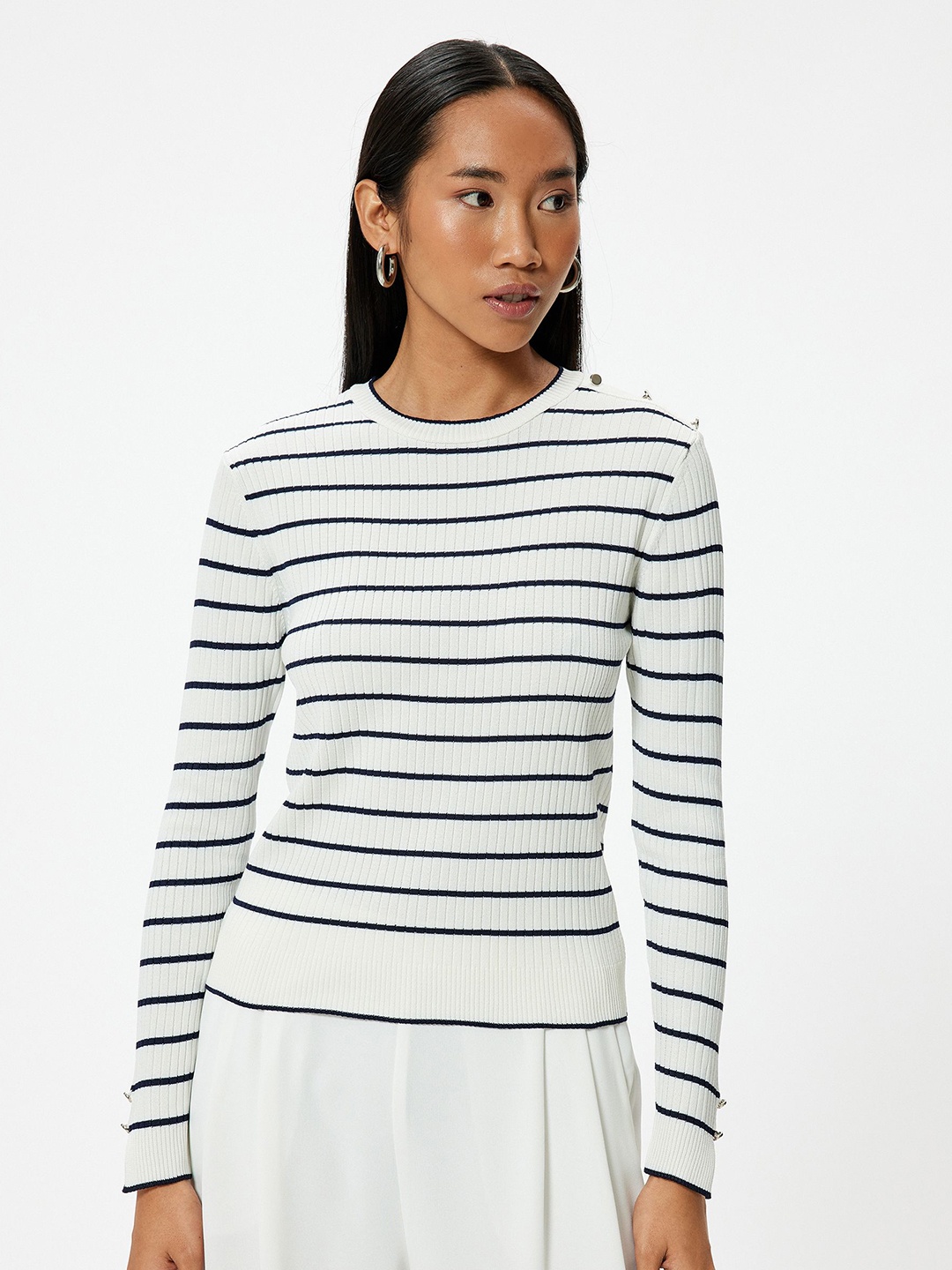 

Koton Women Striped Pullover, Blue