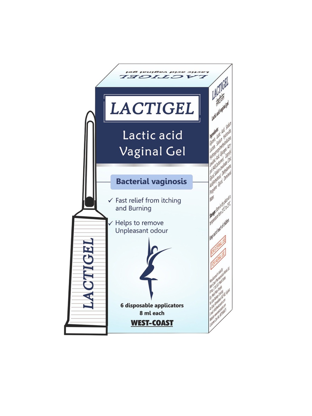 

WestCoast Bacterial Vaginosis Lactic Acid Vaginal Gel- 8ml, White