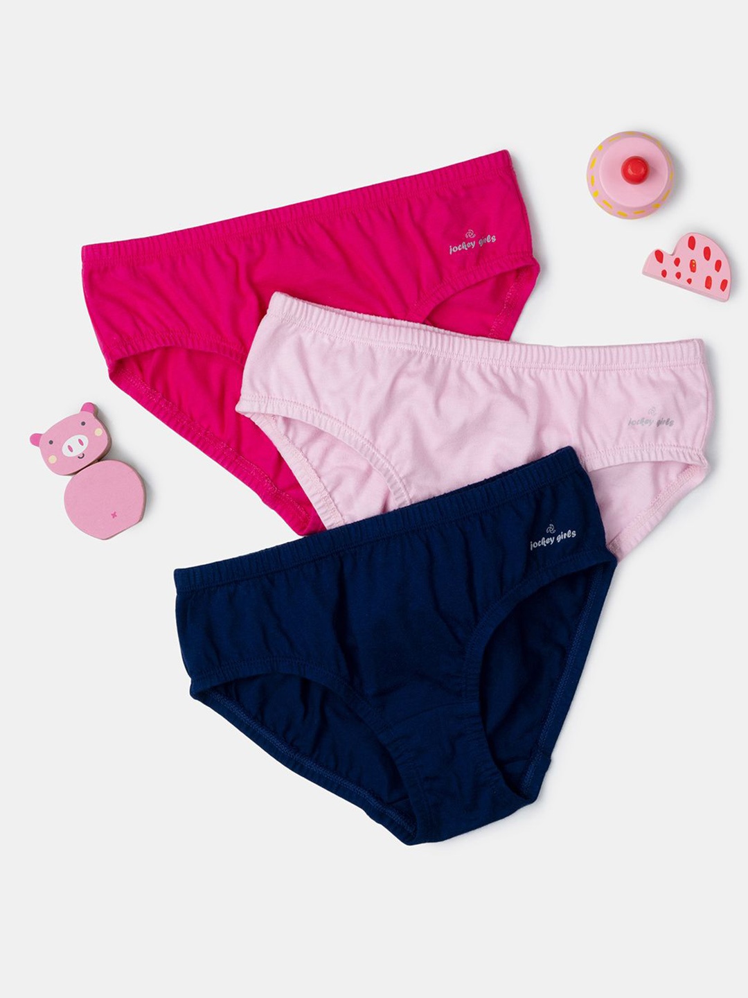 

Jockey Girl's Pack of 3 Super Combed Cotton Panty with Ultrasoft Waistband-SG01, Pink