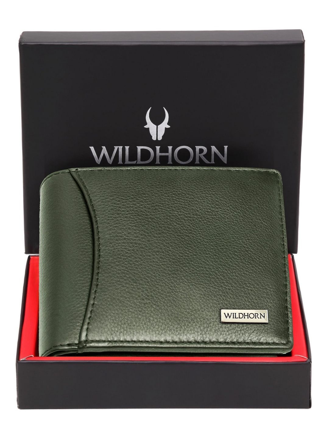 

WildHorn Men Leather Two Fold Wallet With RFID Blocking, Green