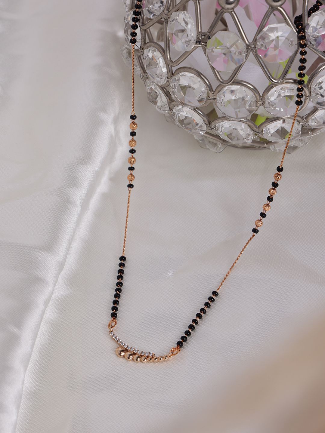 

PANASH Gold-Plated Artificial Stones and Beads Mangalsutra
