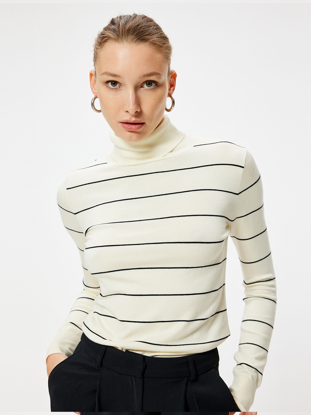 

Koton Women Striped Pullover, White