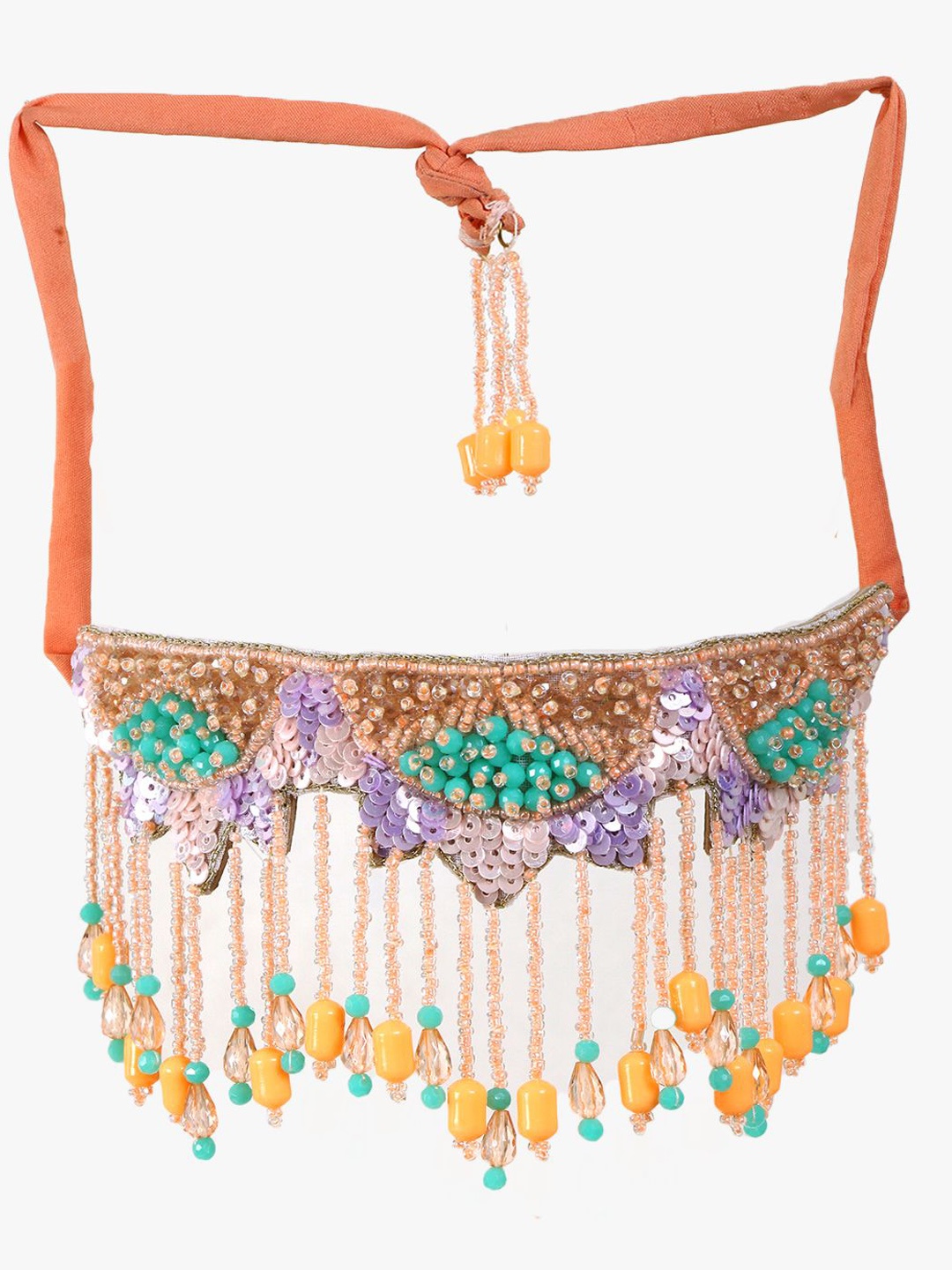 

Adwitiya Collection Beaded Jewellery Set, Peach