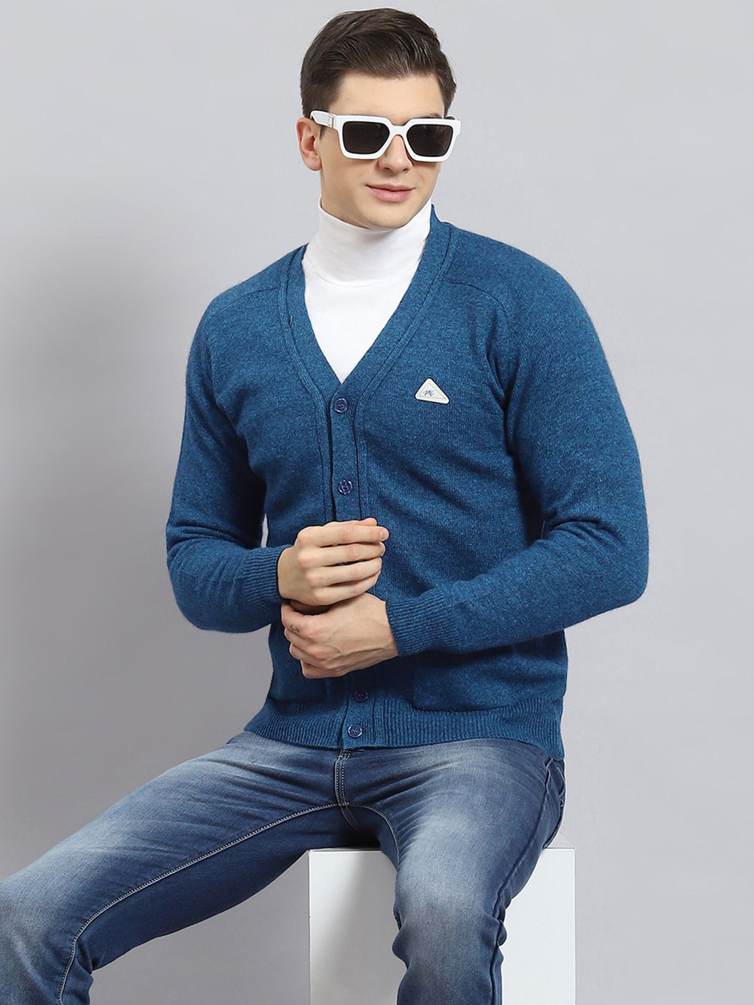 

Monte Carlo Men Woollen Cardigan, Turquoise blue