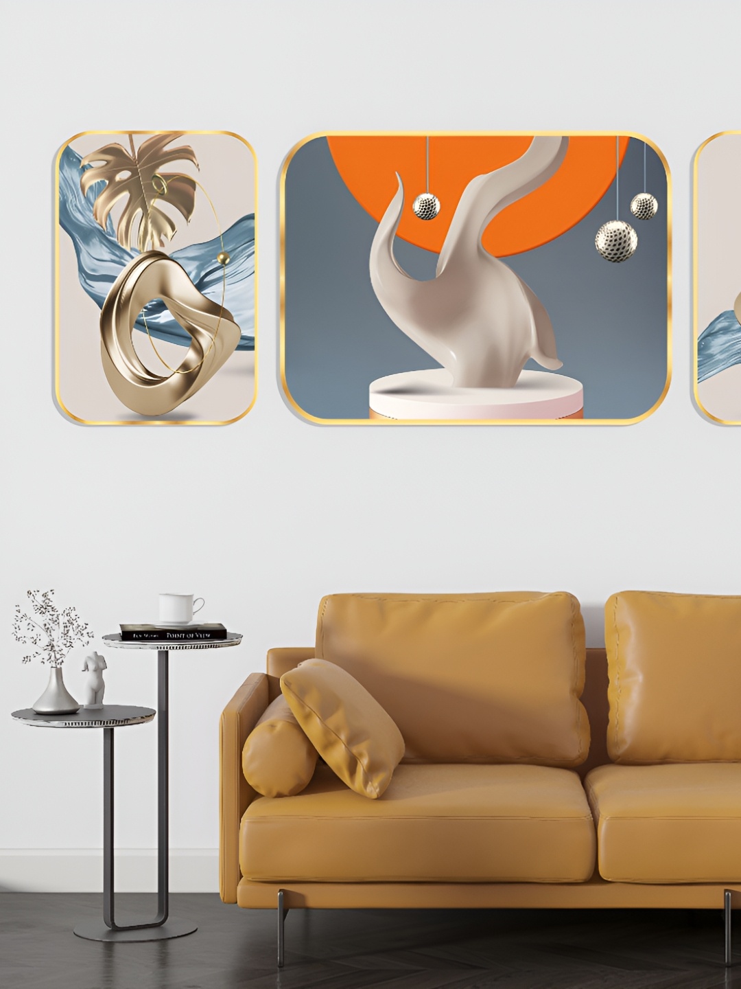 

SAF Grey & Orange 3 Pieces Wooden Other Wall Art