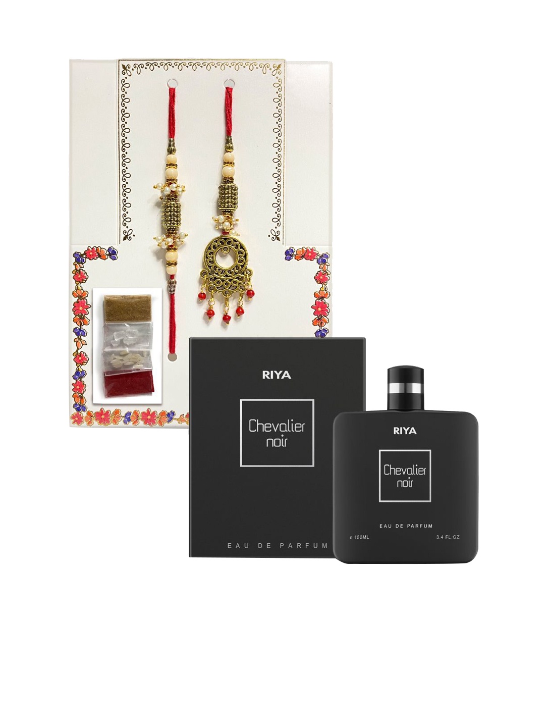 

RIYA Bhaiya Bhabhi Rakhi With Chevalier Noir Eau De Parfum -100Ml, Black