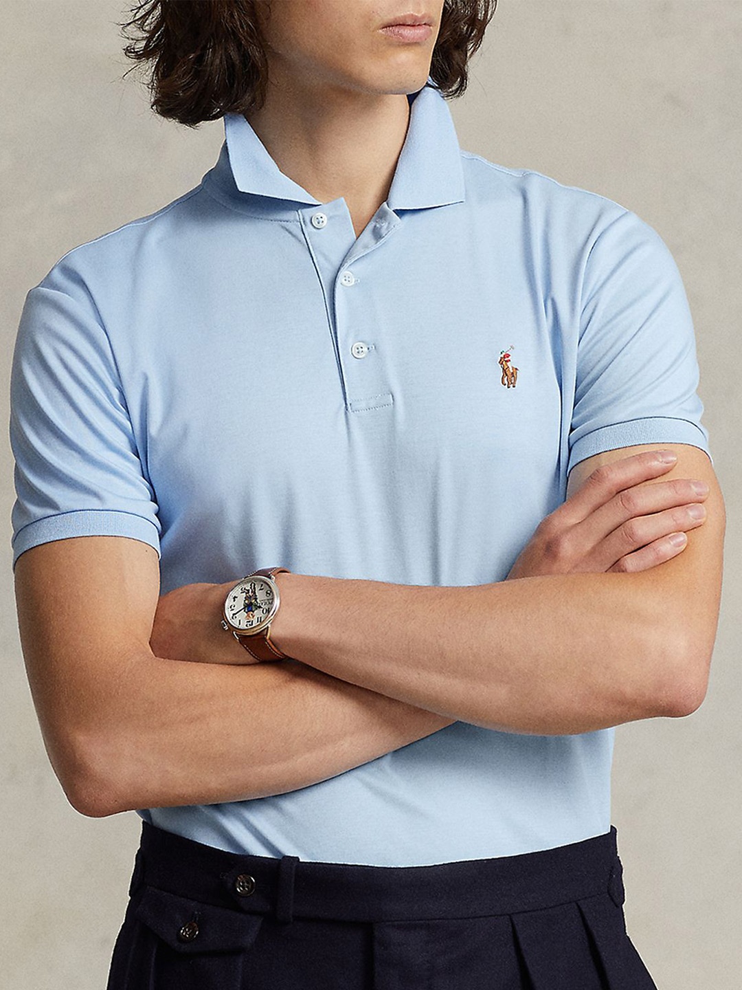 

Polo Ralph Lauren Men Slim Fit Solid Polo Collar T-Shirt, Blue