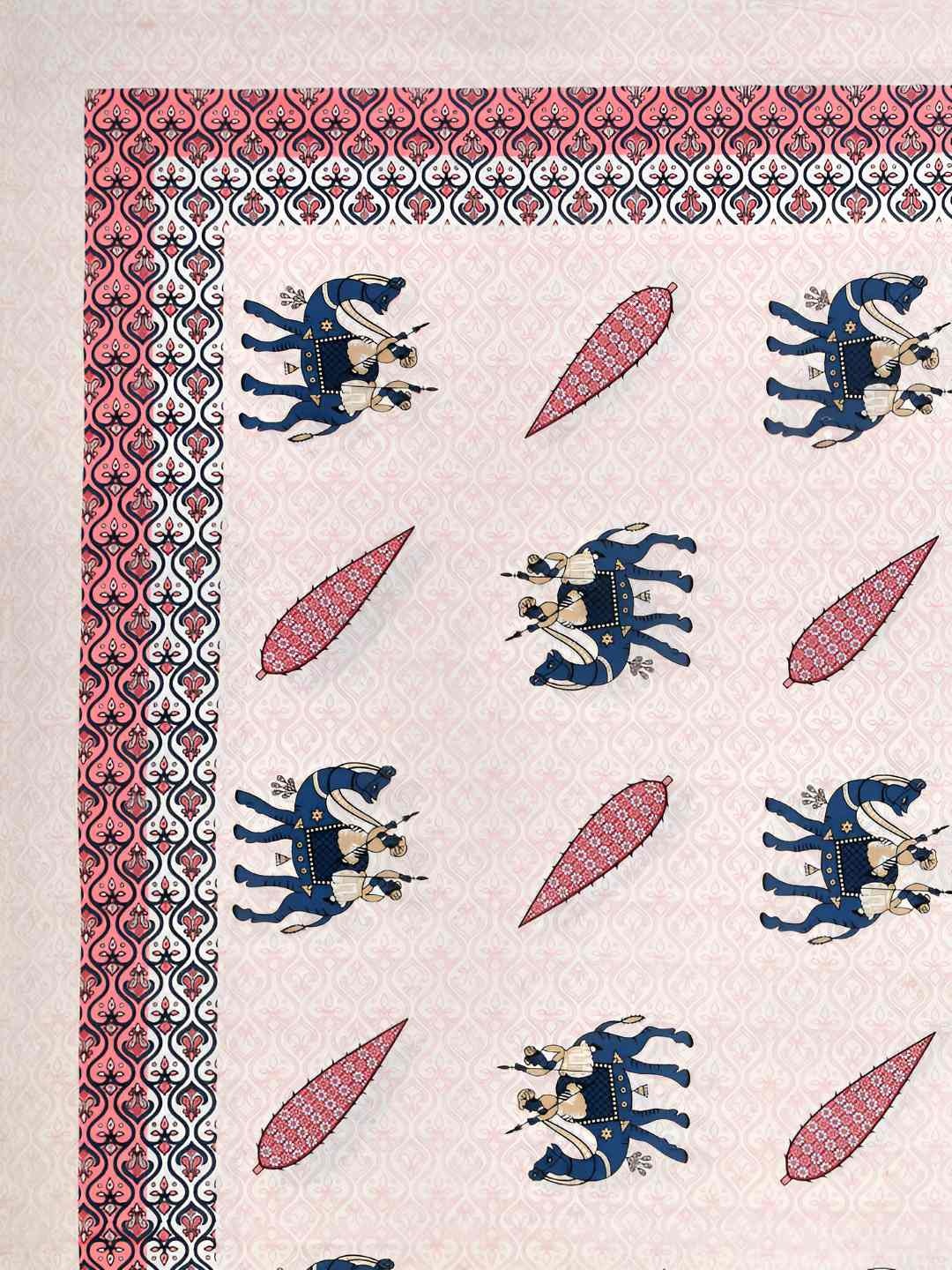 

BED-SHEET.COM Pink Pure Cotton Ethnic Motifs 144 TC King Bedsheet with 2 Pillow Covers