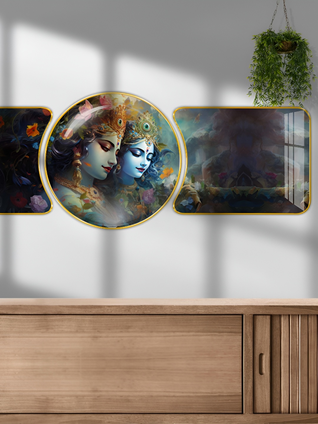 

SAF Navy Blue & Pink 3 Piece Religious Wooden Framed Wall Art