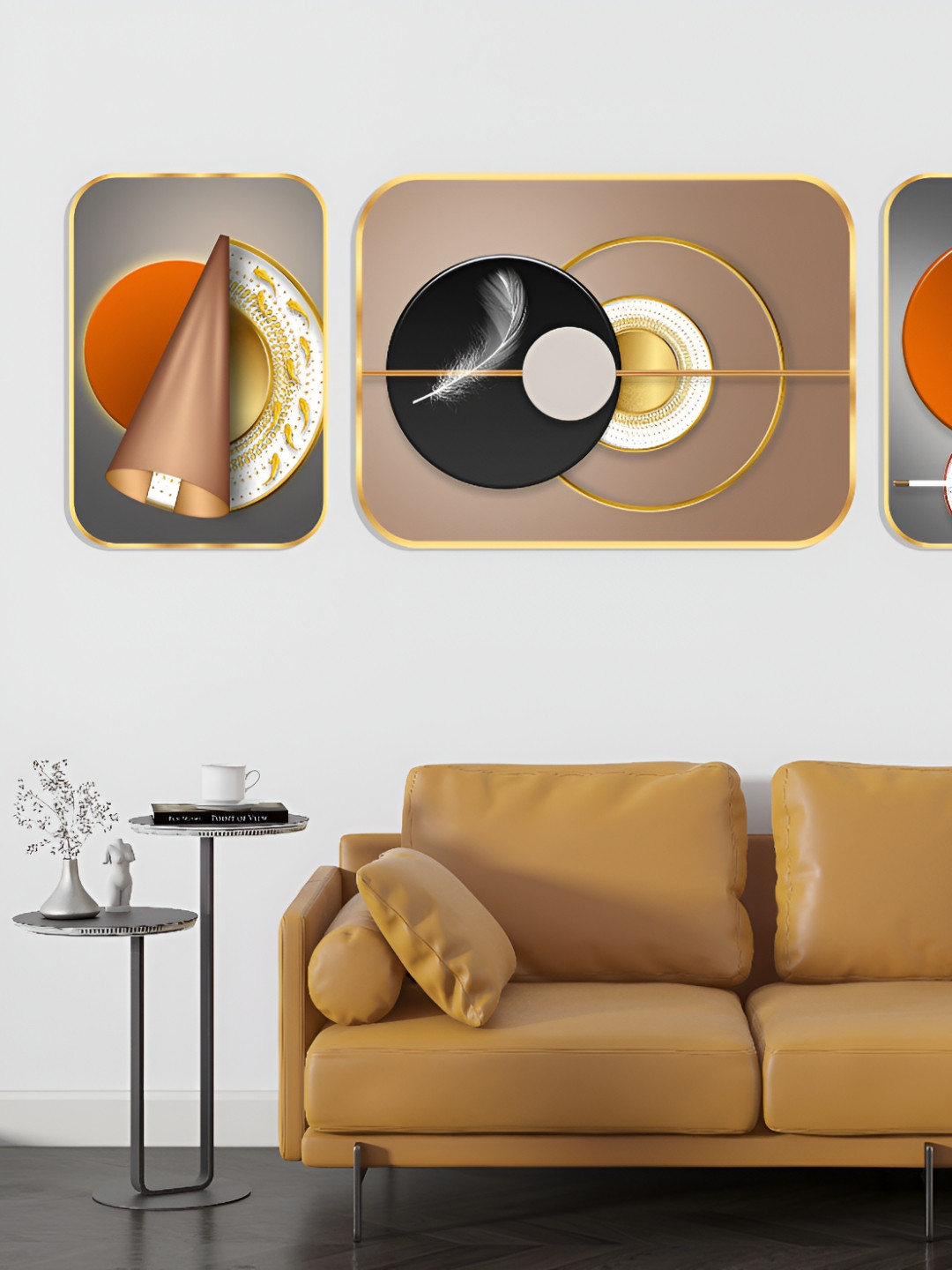 

Aura Beige & Grey 3 Pieces Wooden Abstract Paintings Wall Art