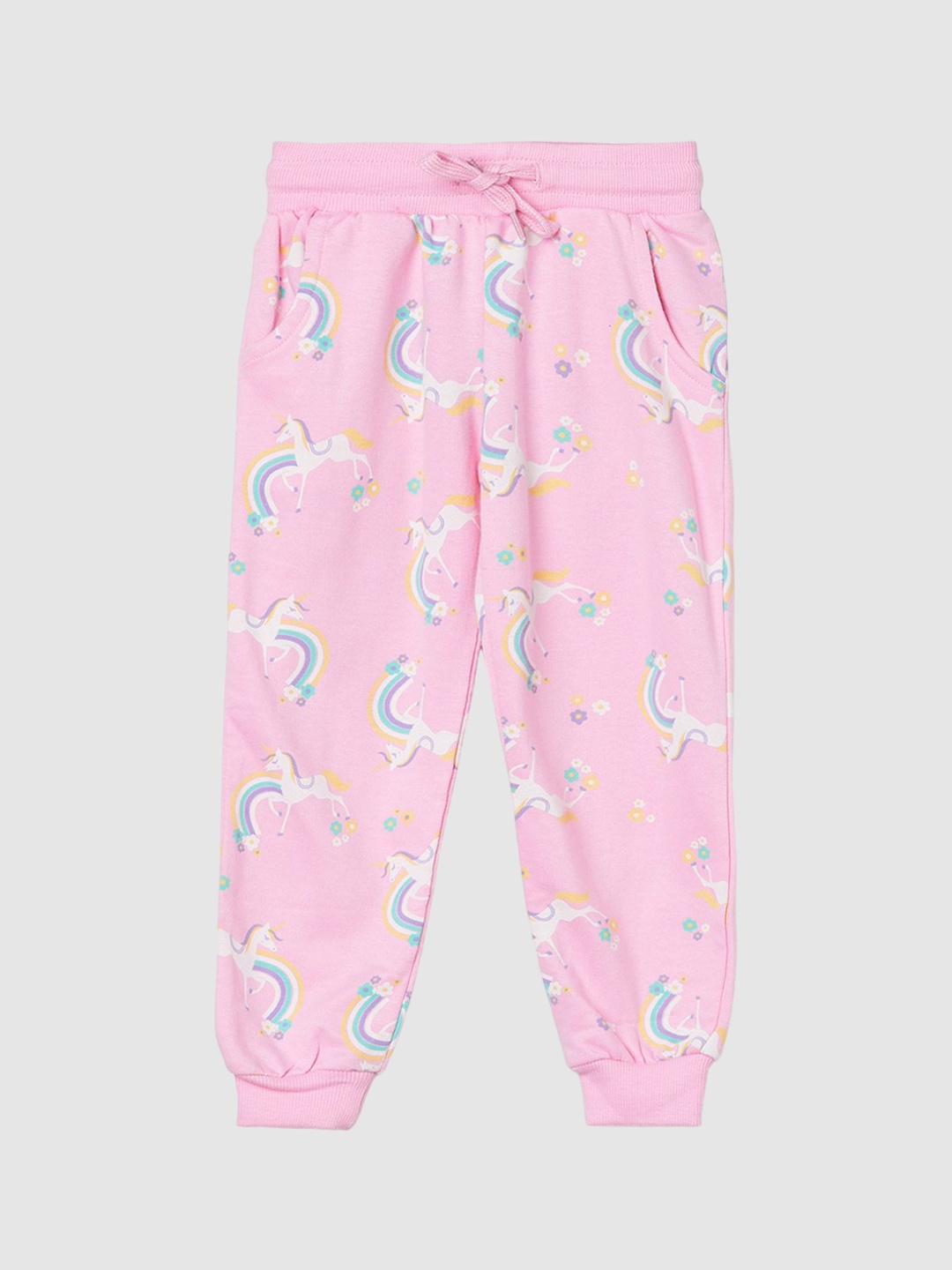 

max Printed Cotton Mid-Rise Joggers, Pink