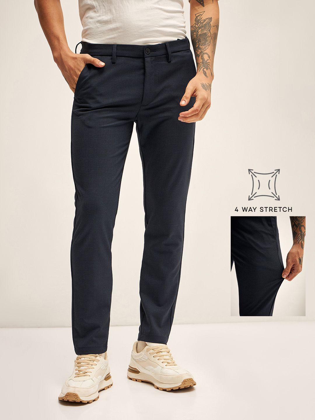 

THE BEAR HOUSE Men Slim Fit Chinos Trousers, Blue