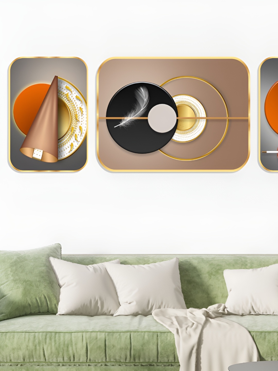

SAF Brown & Black 3 Piece Wooden Abstract Wall Painting