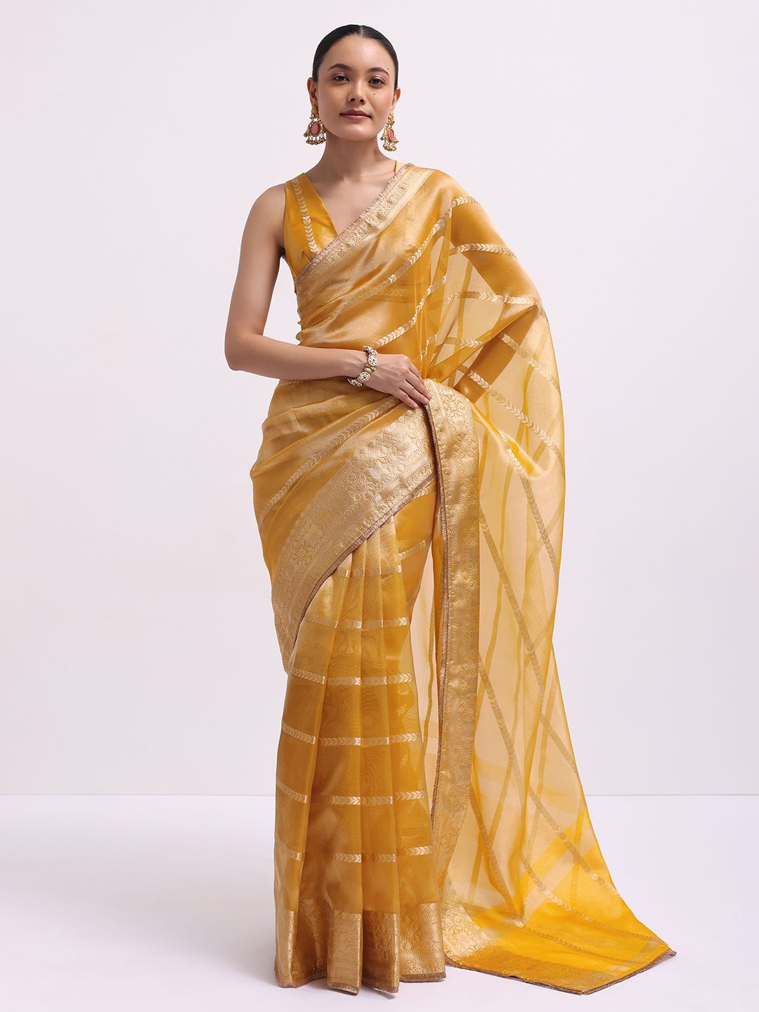 

KALKI Fashion Woven Design Zari Saree, Mustard