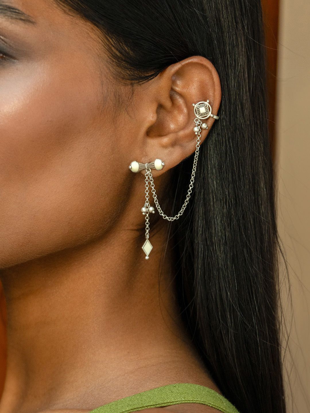 

SHAYA Contemporary Drop Earrings, Silver