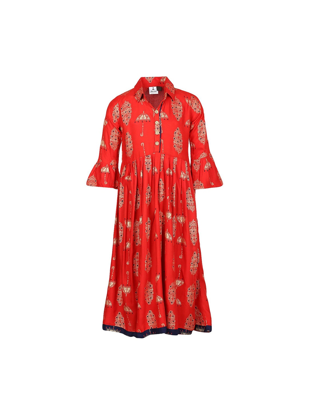

BAESD Girls Ethnic Motifs Printed Cotton Anarkali Kurta, Red