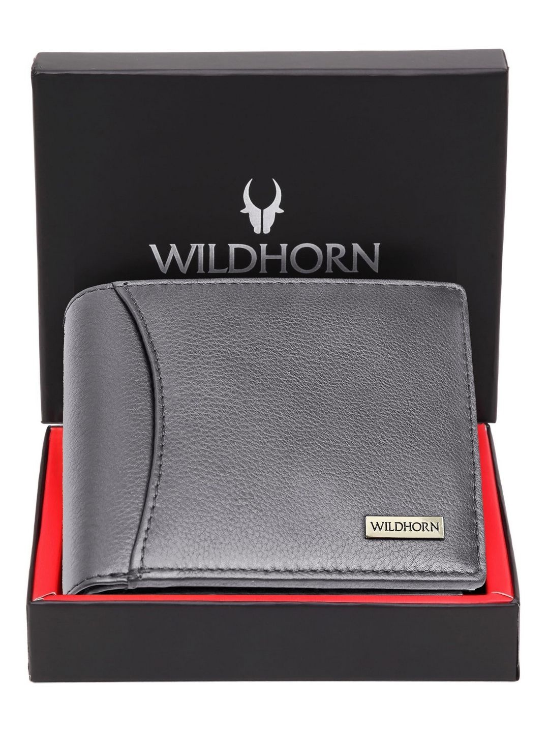 

WildHorn Men Leather Two Fold Wallet, Grey