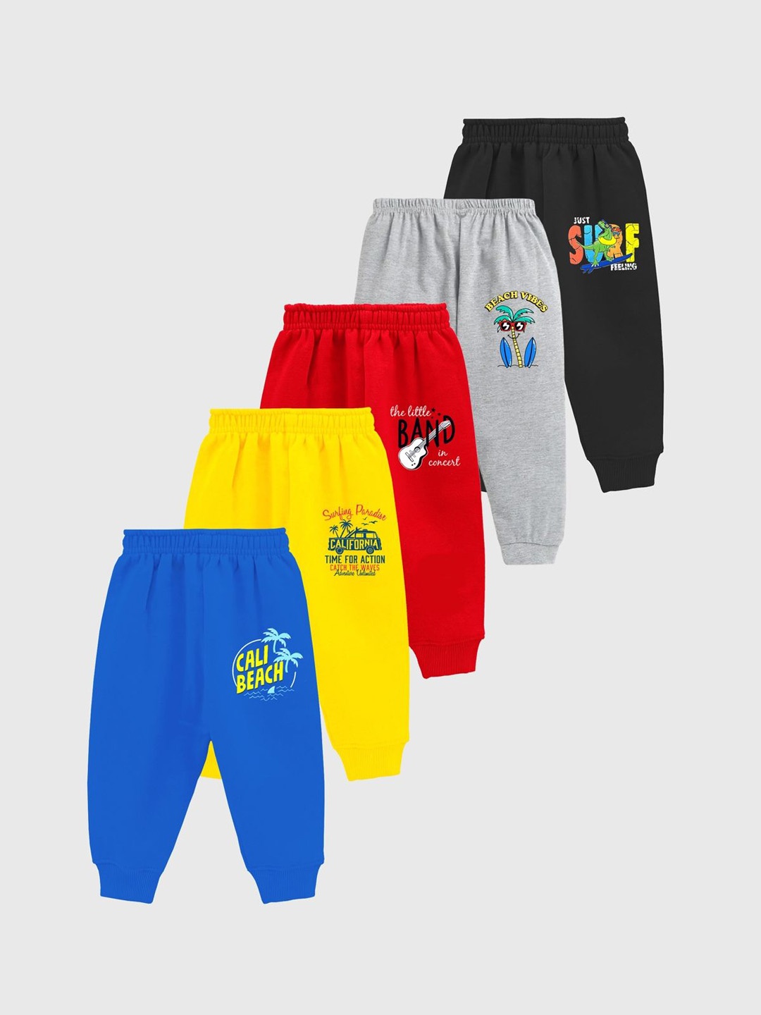 

KUCHIPOO Infant Boys Pack Of 5 Printed Joggers, Red